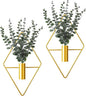 Jexine 4 Pcs Hanging Planters with Artificial Eucalyptus Metal Hanging Vase Indoor Plants Holder Modern Geometric Boho Bathroom Wall Decor for Living Room Home Office (Eucalyptus,Gold)