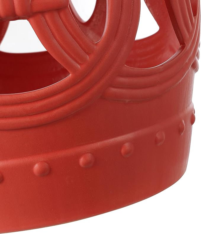 Decorative Garden Stool, Matte Coral Ceramic Plant Stand, 16 Inch