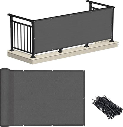 LOVE STORY Balcony Privacy Screen, 3'x3' Deck Shield Screen Fence Cover,UV Protection and Weather-Resistant,3 FT Height for Deck, Patio, Backyard, Outdoor Pool, Porch, Railing, Dark Grey