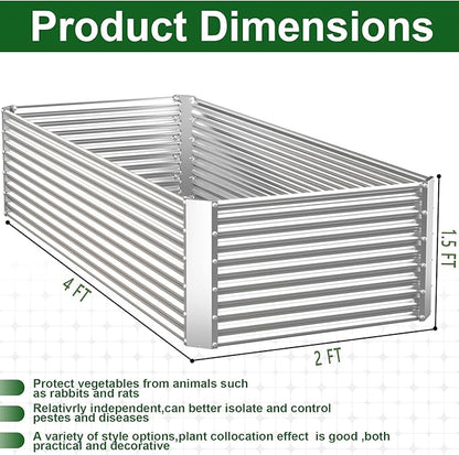 3 Pack Tall 4x2x1.5FT Raised Beds for Gardening, Corrugated Galvanized Steel Raised Garden Bed, Outdoor Metal Above Ground Garden Bed for Vegetables and Flowers(Rectangular)