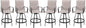 Vongrasig 6 Piece Patio Swivel Bar Chairs, All Weather Metal Textile High Swivel Bar Stools Chairs, Outdoor High Top Bistro Set for Backyard, Lawn Garden, Balcony, Taupe