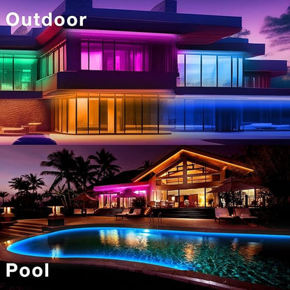 DAYBETTER Waterproof Led Lights for Bedroom, 200ft Led Strip Lights, 960 LEDs Color Changing RGB 24 Keys Remote Controller, 24v for Outdoor Room Home Party Christmas Decoration