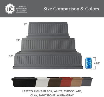 The HC Companies Venetian Window Planter Box w/Drain Plug - Long Planter Box for Windowsills, Balconies & More - Plastic Rectangular Outdoor Planters for Herbs & Flowers (18" Chocolate, Pack of 1)