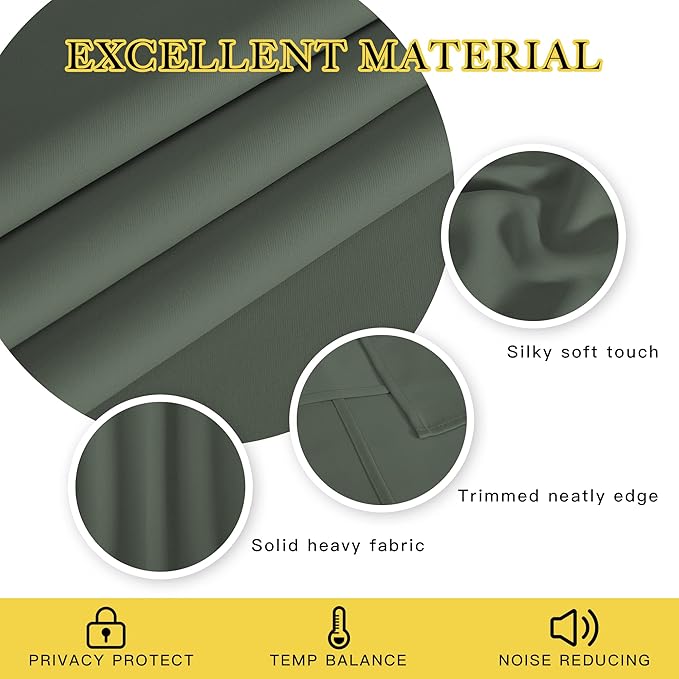 NICETOWN Patio Blackout Curtain Panels - Extra Wide Sliding Door Thermal Insulated Drape, Privacy Room Divider Curtain for Bedroom Office (Dark Mallard, 66 x 118 Inch Long)