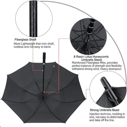G4Free 47/54/62/68/72 Inch Automatic Open Golf Umbrella Oversize Extra Large Double Canopy Vented Windproof Waterproof Stick Umbrellas