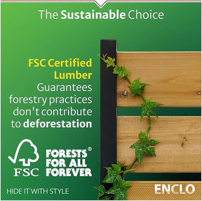 5ft H x 3.2ft W (1 Panel) No Dig Enclo Concord Cedar Wood Privacy Screen, Great to Hide Trash Cans, Decorative Patio Privacy Screen, Outdoor Privacy Fence Panel, Air Conditioner Fence, EC18022