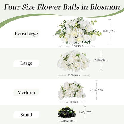Artificial Flower Balls, Black Silk Rose Centerpieces, Set of 6