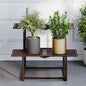 Metal Plant Stand, Foldable Heavy Duty Indoor, Window Iron Plant Shelf - Mid Century Modern Slatted Display for Patio, Garden, Living Room Load Bearing 330 lbs 26" L x 20.2" H x 17.7" W 2 Tier Coffee