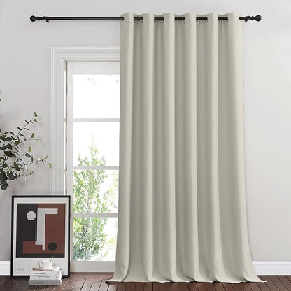 NICETOWN Blackout Curtains for Sliding Glass Door Room Divider Noise Reduce Curtain Panel Portable Window Screen Sliding Partition, W100 x L102 inches, 1 Panel, Natural