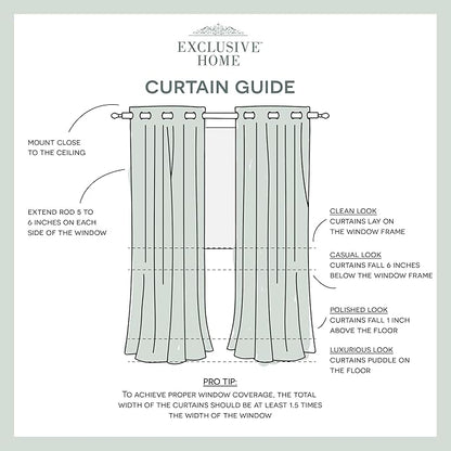 Exclusive Home Cabana Solid Indoor/Outdoor Light Filtering Hook-and-Loop Tab Top Curtain Panel Pair, 54"x96", Vanilla