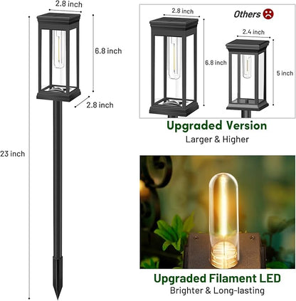 BesLowe Upgraded Solar Pathway Lights Outdoor, 8-Pack Large LED Solar Light Outdoor Waterproof, Super Bright Outside Lights for Yard, Sun-Powered Landscape Lighting for Garden Walkway, Warm White