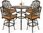 VIVIJASON 5-Piece Patio Swivel Bar Stools Set, All Weather Cast Aluminum Outdoor Bar Height Bistro Set with 4 Cushioned Bar Chairs & 38.5" High Bar Table w/Umbrella Hole for Backyard, Lawn, Garden