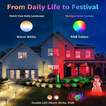 Halloween Christmas Spotlight Outdoor Color Changing Landscape Spotlights,12W RGBW LED Outdoor Spot Lights for Yard Garden Decor,Waterproof 110V Plug in Landscape Lighting with Remote,2 Packs