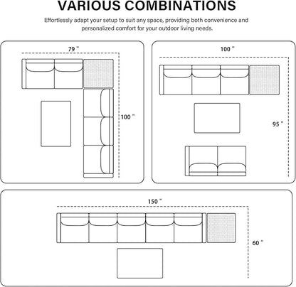 Belord 5-Seater Patio Conversation Set - 4 Piece Outdoor Sectional Furniture Set with Large Storage Box and Coffee Table Outdoor Patio Furniture Set for Garden Poolside Backyard Gray