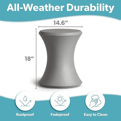 Coast Modern Outdoor Side Table - Lounger Table for Inside Pool or on Patio - All-Weather Furniture for Sun Shelf Up to 15" - Gray