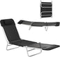 Outsunny Folding Chaise Lounge Chair, Pool Sun Tanning Chair, Outdoor Lounge Chair with Reclining Back, Breathable Mesh Seat, Headrest for Beach, Yard, Patio, Black