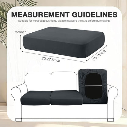 Cushion Covers 14-Piece Set in Dark Gray, Stretch Fit with Elastic Straps