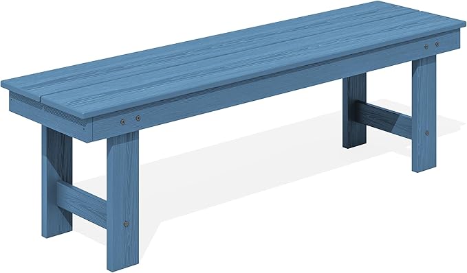 SERWALL 2-Person Outdoor Bench Backless, HDPE Outdoor Benches Weatherproof, 700 Lbs Weight Capacity, Poly Lumber Patio Furniture for Garden, Porch and Park, Navy