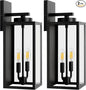 18in Large Outdoor Wall Light Fixtures, Exterior Lighting Fixtures Porch Sconces Wall Mounted, Waterproof Black Outdoor Wall Lanterns Lamps, Outside Lights for House Patio Front Door Entryway, 2-Pack