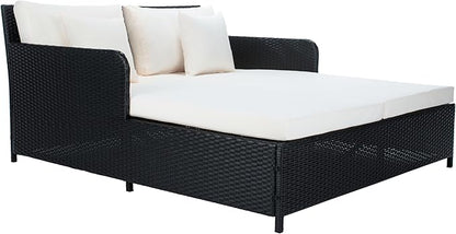 Safavieh PAT7500A Outdoor Collection Cadeo Black and White Cushion Daybed