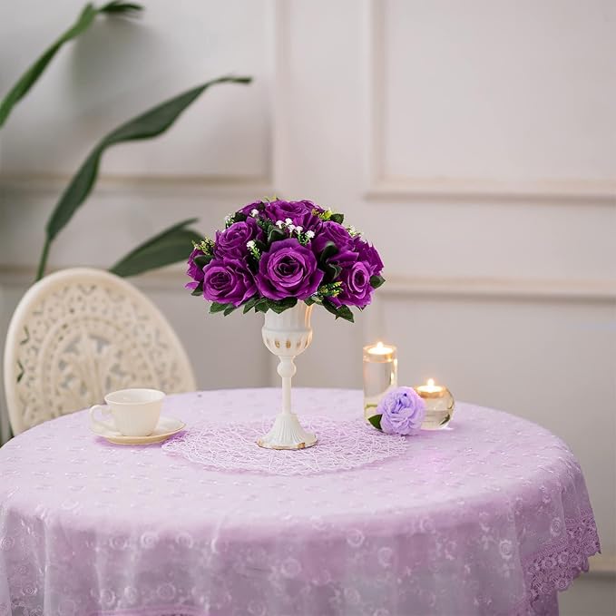 Artificial Flower Balls, 10 Pcs Purple Silk Rose Centerpieces