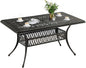 DWVO Cast Aluminum Outdoor Dining Table, 59'' Patio Table w/Max Bearing 220 LBS, Patio Dining Table with 2" Umbrella Hole and Adjustable Foot Pads for Garden, Backyard, Deck and Patio, Bronze
