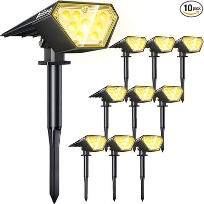 Biling Solar Spot Lights Outdoor, Bright 700 Lumen Solar Outdoor Lights IP67 Waterproof Adjustable Landscape Lights for Patio Pathway Yard Garden Driveway Pool - Warm White(10 Pack)