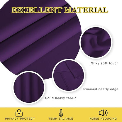 NICETOWN Blackout Curtain Drape for Bedroom - Light Reducing Thermal Insulated Solid Grommet Room Darkening Window Curtain 90 inches Long for Living Room (Royal Purple, 1 Piece, W66 x L90)