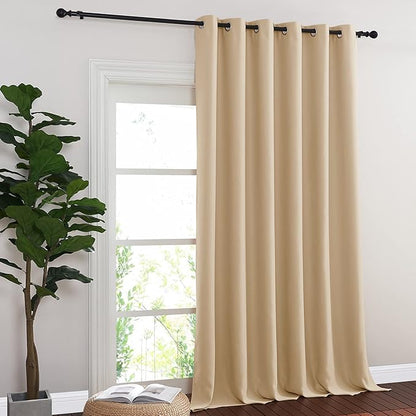 NICETOWN Room Darkening Extra Wide Curtain 102 inch Length, Grommet Thermal Curtain Voice Reducing Window Treatment for Sliding Glass Door/Bedroom, Biscotti Beige, W80 x L102, 1 Panel