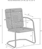Patio Dining Chairs Set of 2, White Gloss Steel with Basketweave Back