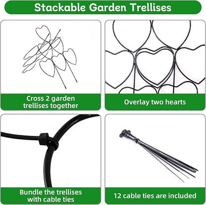 Trellis for Climbing Plants Indoor, Stackable Garden Trellis for Potted Plants, Small House Plant Trellis for Vine Ivy Flower Plant Support Outdoor DIY Metal Trellis 3 Pack, Black