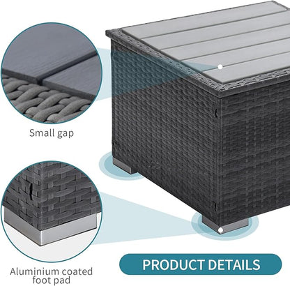 NICESOUL 11 Piece L Shaped Outdoor Conversation Set, 29.3'' High Back Comfy Wicker Patio Sectionals, Large Size Wide & Deep Seat Sofa Couches, 9 Seater Modern Furniture, 2 Color Cushion Teal & Gray