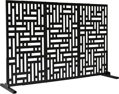 Oakland Living 6 ft. X 4 ft. Black Freestanding Metal Privacy Screen Room Divider