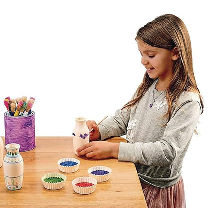 Colorations Decorative Ceramic Vases, Set of 12, Small, Unfinished, Coated Inside, Gift, DIY, Ready to Decorate, Arts & Crafts, Craft Project, Nature, Flowers, Herb Garden, Ages 5 & Up