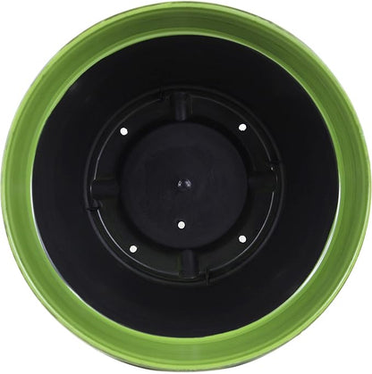 Garden Elements Indoor/Outdoor Glazed Brushed Happy Plastic Planter, Large, Dark Green, 15" (Pack of 2)