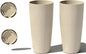 Veradek Vega Round Tall Planter Pots for Indoor/Outdoor Use | Made from Plastic - Stone Mix with Drainage Holes | Perfect for Small to Large Succulent Plants, Flowers, Modern Interior Plants