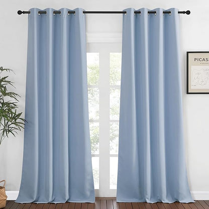 NICETOWN Bedroom Curtain Room Darkening Drapery 102 inches Length - Home Fashion Thermal Insulated Grommet Room Darkening Curtain for Living Room (Vintage Blue, 1 Panel, 52 x 102 inches)