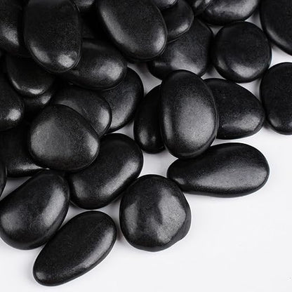 5 lbs Black Rocks for Planters, 1"-2" Decorative Rocks for Potted Plants, Polished Garden Stones for Outdoor Landscaping, Walkways, Yard, River Rocks for Flower Pots, Vase