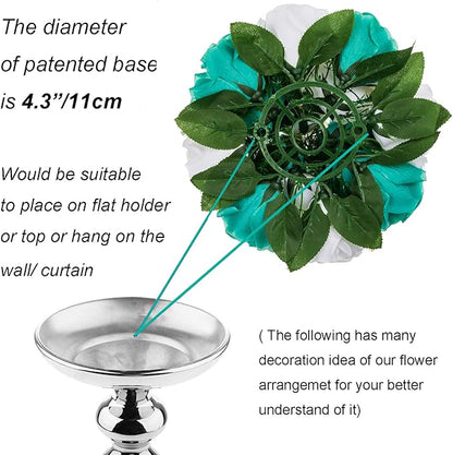 Artificial Flowers Silk Rose Flower Ball Centerpieces, Teal and White