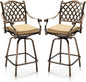 VINGLI Outdoor Swivel Bar Stools Set of 2, Cast Aluminum All-Weather Patio Bar Height Chairs, Patio Bar Dining Chairs Outdoor Swivel Patio Furniture (Grid Back)