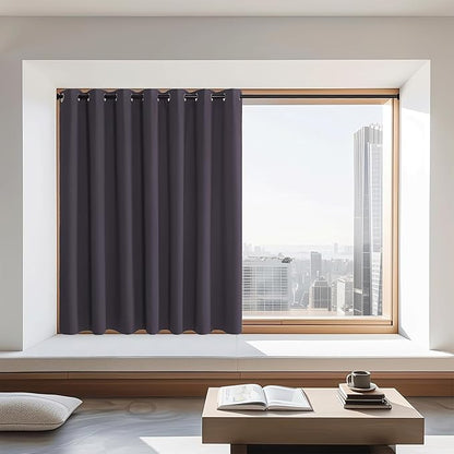 NICETOWN Blackout Curtains 72 inches Long, Grommet Privacy Window Thermal Insulated Room Darkening Sliding Glass Door Drape for Bedroom Living Room, 1 Panel, W100 x L72, Greyish Purple