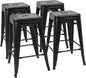 Devoko Metal Bar Stools 24" Indoor Outdoor Stackable Barstools Modern Style Industrial Vintage Counter Bar Stools Set of 4 (24 inch, Black)