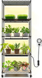Barrina CX91 5-Tier Plant Stand with Grow Lights for Indoor Plants, Metal Plant Shelf Display Rack with 1.6FT 25W(Per Light) Full Spectrum Plant Lights for Indoor, Balcony, Living Room, 23.6x13.8x59IN