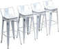 Yongchuang 26" Industrial Metal Barstools Set of 4 Counter Height Bar Stools with Back (Wood Top Low Back, Distressed White)