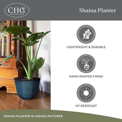 Classic Home and Garden Shaina Planting Pots - Lightweight Indoor & Outdoor Plant Pots - UV-Resistant Resin Flower Pots - Pot Planters for Flowers & Herbs (15” Earth)