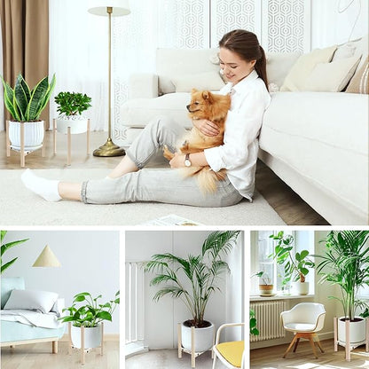 Aripark Plant Stand Indoor Adjustable, Metal Modern Plant Stands, Small Heavy Duty Stable Plant Pot Flower Holder Outdoor Corner, Fit 8 9 10 11 12 inch Pots, Light Khaki (Pot & Plant Not Included)