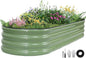 Galvanized Raised Garden Bed - 6×2×1ft Planter Raised Beds for Gardening | Oval Metal Garden Planter Box with Safety Edging and Gloves for Vegetables Fruits and Flower OliveGreen