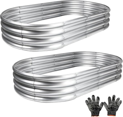 2 pcs 4×2×1 ft Raised Garden Bed for Outdoor, Easy Assembly Galvanized Planter Box for Vegetables, Flowers & Herbs