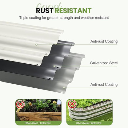 G GOOD GAIN 4-in-1 Adjustable Raised Garden Bed Kit | Galvanized Planter Boxes for Vegetables, Flowers | 12" Tall, Multiple Sizes (5x3x1ft, 4x4x1ft, 6x2x1ft, 7x1x1ft) | Outdoor Metal Raised Bed, White