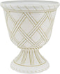 Arcadia Garden Products PL61BG Lattice Plastic Garden Urn, Classic Decorative Garden Pot Planter for Indoor and Outdoor Plants, Beige
